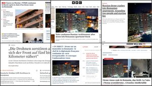 Marile publicații europene, deschidere și live-uri cu drona explodată în Galați, inclusiv BBC,  / Incidentul grav din România e subiectul principal vineri dimineață în BBC, The Guardian, Le Figaro, Le Monde, Repubblica, La Stampa, Rai News, Corriere della Sera, ANSA