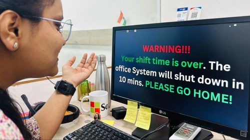 "Te rog, du-te acasă!", scrie pe monitoarele unor angajați din India când li se termină tura / O companie IT implementează un software pentru echilibru între muncă și viață privată