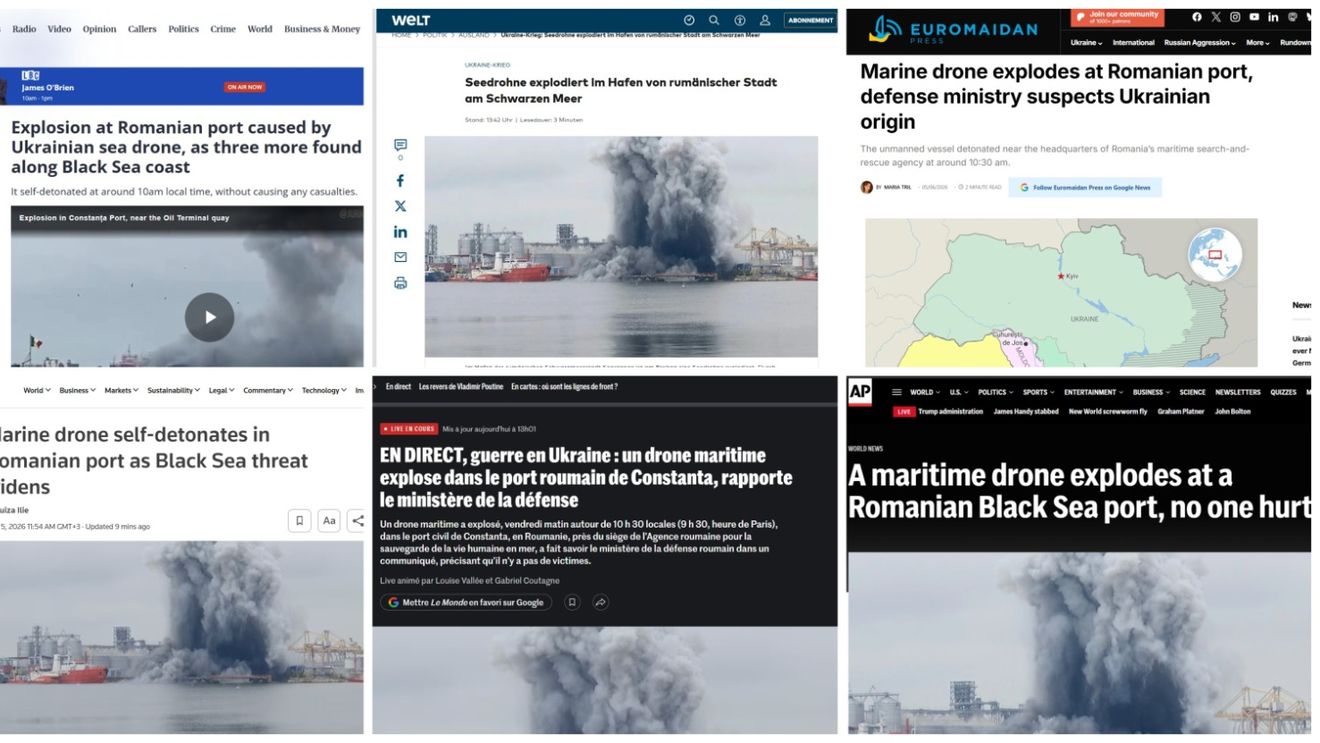 Explozia dronei din Portul Constanța, articol principal în mari publicații internaționale, în regim de live: “Amenințarea de la Marea Neagră se amplifică”/ “Al doilea incident într-o săptămână”/ “O consecință directă a războiului Rusiei împotriva Ucrainei”