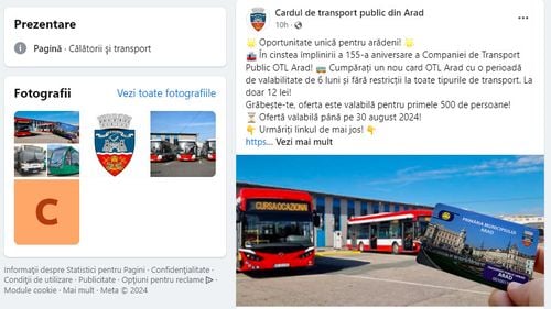 Tentativă de fraudă în numele Companiei de Transport Public din Arad, printr-o reclamă la carduri ieftine / O pagină similară de Facebook, semnalată și la Constanța