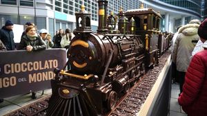 Willy Wonka ar aproba. La Milano și-a făcut apariția Winter Games Express, cel mai lung tren de ciocolată din lume, în avanpremiera Jocurilor olimpice de iarnă Milano-Cortina 2026