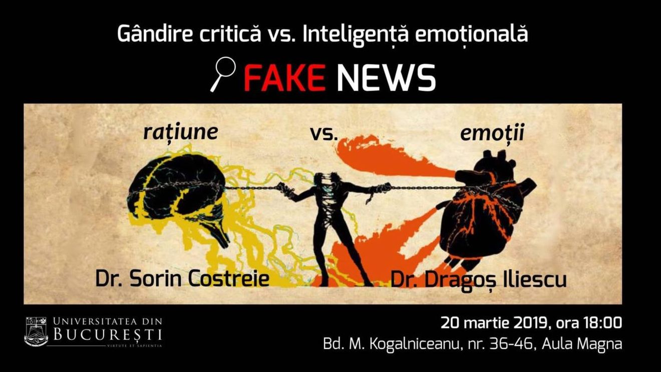 Gândire critică versus inteligență emoțională – filosoful Sorin Costreie și psihologul Dragoș Iliescu în dialog la Universitatea din București