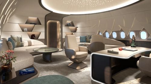 FOTO Lufthansa transformă interiorul celui mai mare avion privat bimotor din lume pentru a satisface clienții din familiile regale din Orientul Mijlociu