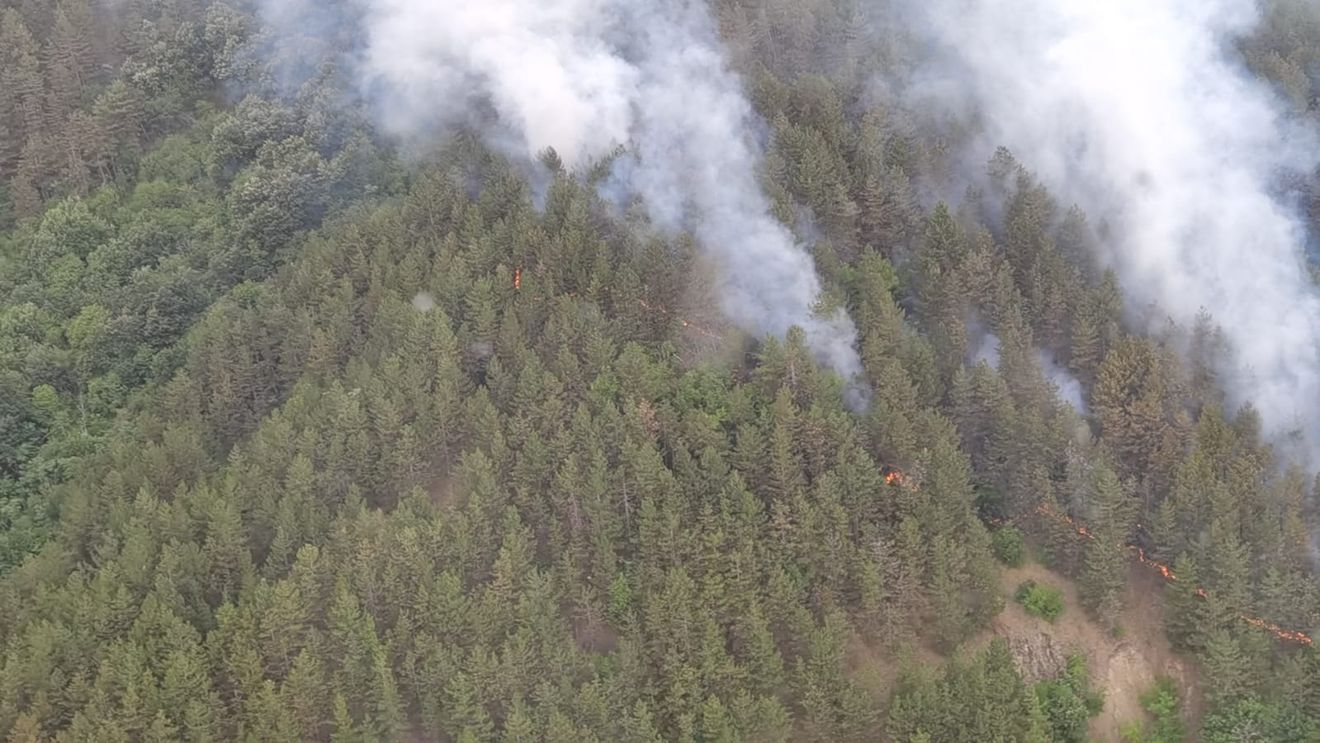 Incendiul din parcul natural Porţile de Fier se manifestă pe două părţi ale unui versant