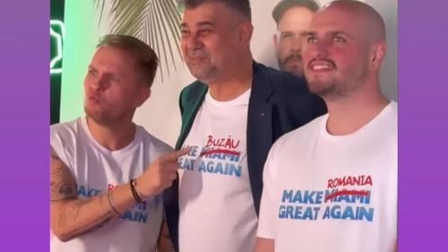 Premierul Ciolacu, prezent la ziua de naștere a lui Codin Maticiuc, s-a pozat împreună cu BRomania, îmbrăcat cu un tricou cu mesajul ”Make Buzău great again” / BRomania a fost condamnat la amendă penală după ce a fost oprit în trafic în 2021 și testat pozitiv la cocaină
