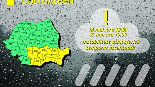 Cod galben de furtună în sud-est, inclusiv București. Inspectoratul pentru Situații de Urgență le cere cetățenilor să curețe șanțurile și rigolele