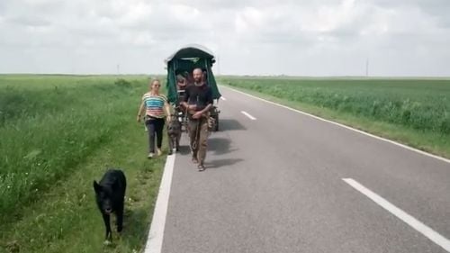 Au plecat din Franța cu destinația Palestina, și după doi ani au ajuns în Timiș / O familie traversează Europa în căruță / ”De doi ani de zile ei călătoresc, mergând aproape la pas cu acel atelaj, cu copiii după ei”