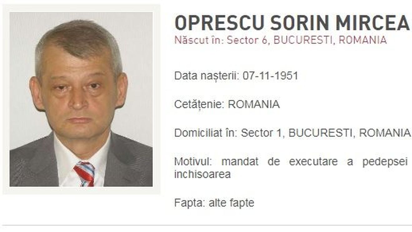 Sorin Oprescu, dat în urmărire generală după ce a fost condamnat la 10 ani și 8 luni de închisoare