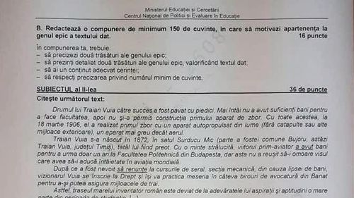 Subiecte Evaluarea Națională 2020. Subiectele la Limba română: compunere despre apartenența la genul epic a unui text și redactarea unui text narativ