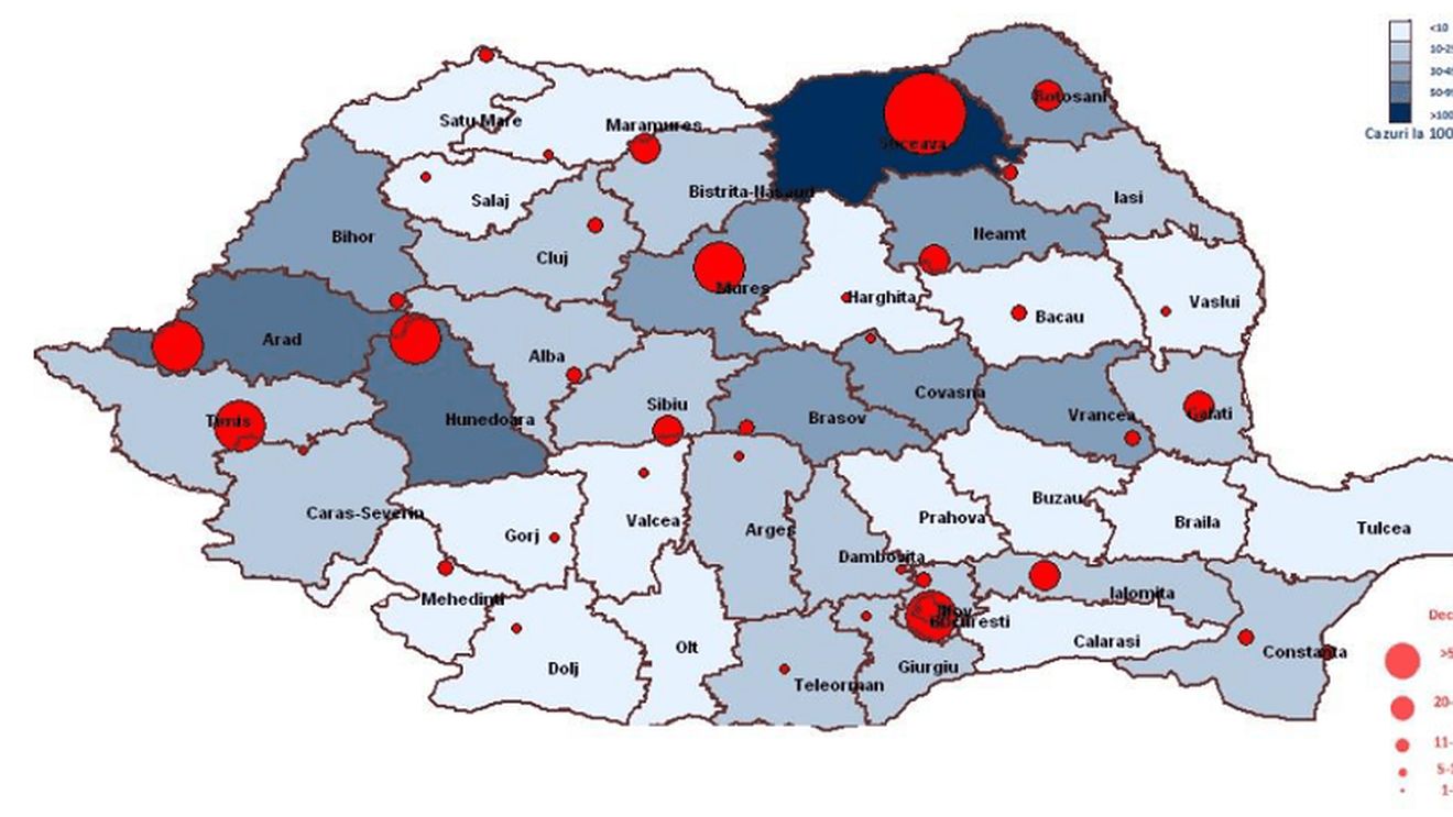 GRAFICE Numărul de cazuri de coronavirus a scăzut săptămâna trecută cu 10,5% în România / 1 din 7 persoane infectate este cadru medical / 64,3% din cei care au murit erau bărbați
