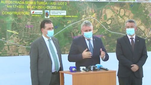 VIDEO Loturile 1 şi 2 ale Autostrăzii Sebeş-Turda ar putea fi finalizate până la sfârşitul lunii noiembrie. Orban: Condiția este ca firmele să se mobilizeze pentru a respecta graficele stabilite