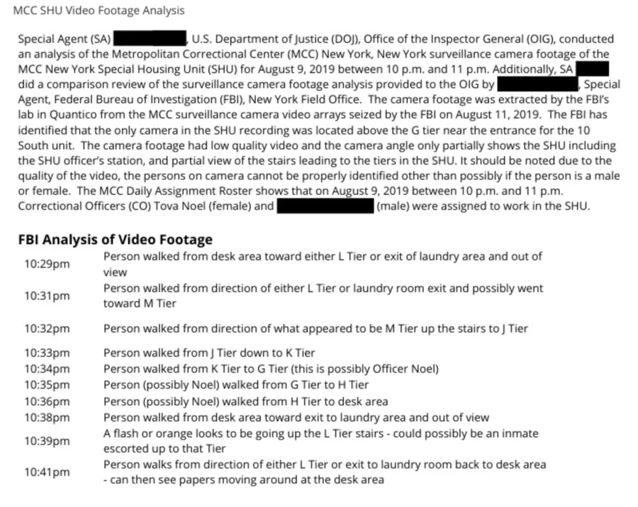 Analiza FBI înregistrare video Epstein