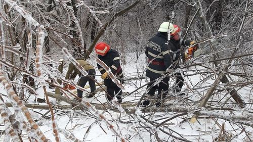 Iarnă grea în aproape toată țara: sute de localități fără curent electric, drumuri închise, mașini blocate în zăpadă, sute de copaci căzuți, cursuri suspendate la școlile din șase județe
