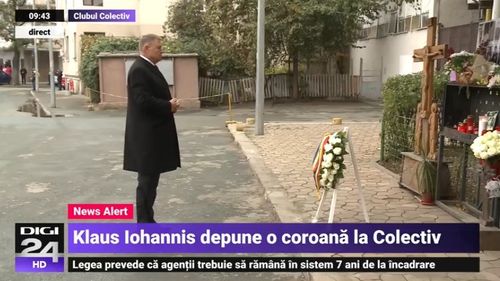 Klaus Iohannis a depus o coroană de flori și a aprins o lumânare la comemorarea a patru ani de la tragedia Colectiv