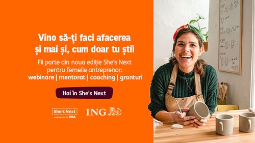 Transformă-ți visul în succes cu She’s Next! Granturi în valoare totală de 60.000 € și mentorat 1:1. Preînscrierile deja sunt deschise. Obții acces la webinarii realizate cu nevoile antreprenoarelor în minte. (P)