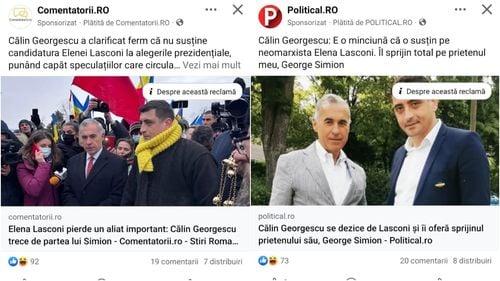 UPDATE Mai multe pagini de Facebook ale unor site-uri fantomă propagă mesajul că George Simion e susținut de Călin Georgescu, care s-ar fi retras din cursă / Georgescu neagă și acuză dezinformare / Postările sunt plătite și rostogolesc mesaje identice
