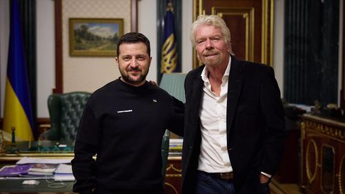 Volodimir Zelenski s-a întâlnit cu omul de afaceri britanic Richard Branson, devenit ambasador United24
