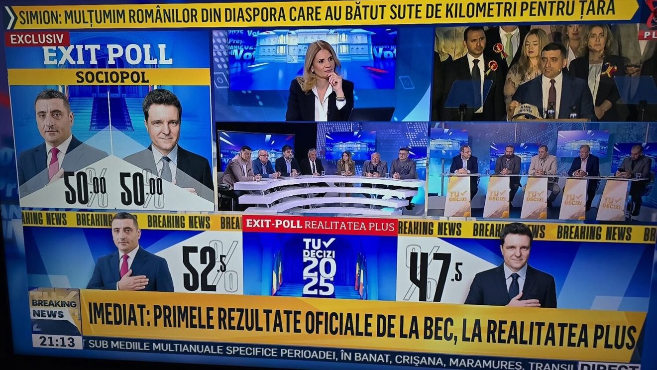 Televiziunea „poporului” îl dă câștigător pe George Simion, după „un sondaj propriu”, cu 52%-47% / Anca Alexandrescu: Suntem sub atac. Oameni buni dacă ați câștigat de ce vă mai obosiți