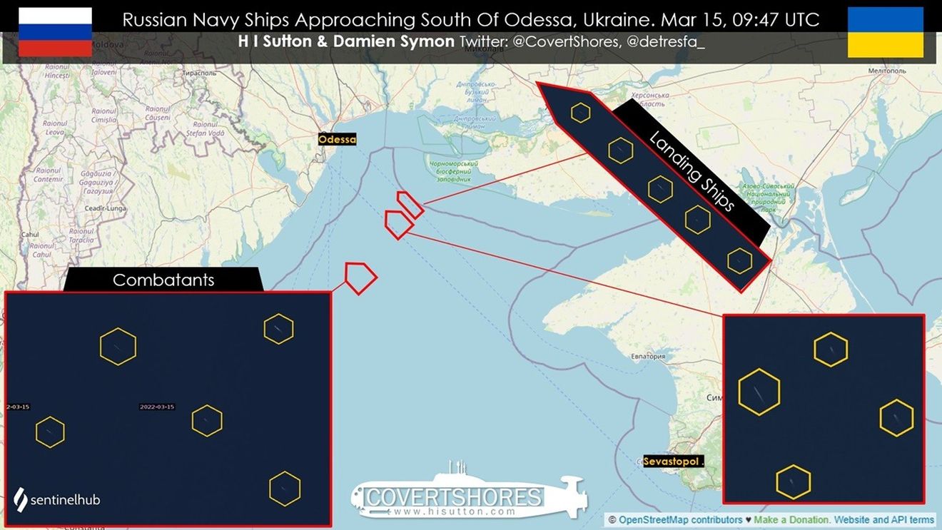 Nave de desant ale marinei ruse se apropie de coasta ucraineană, lângă Odessa