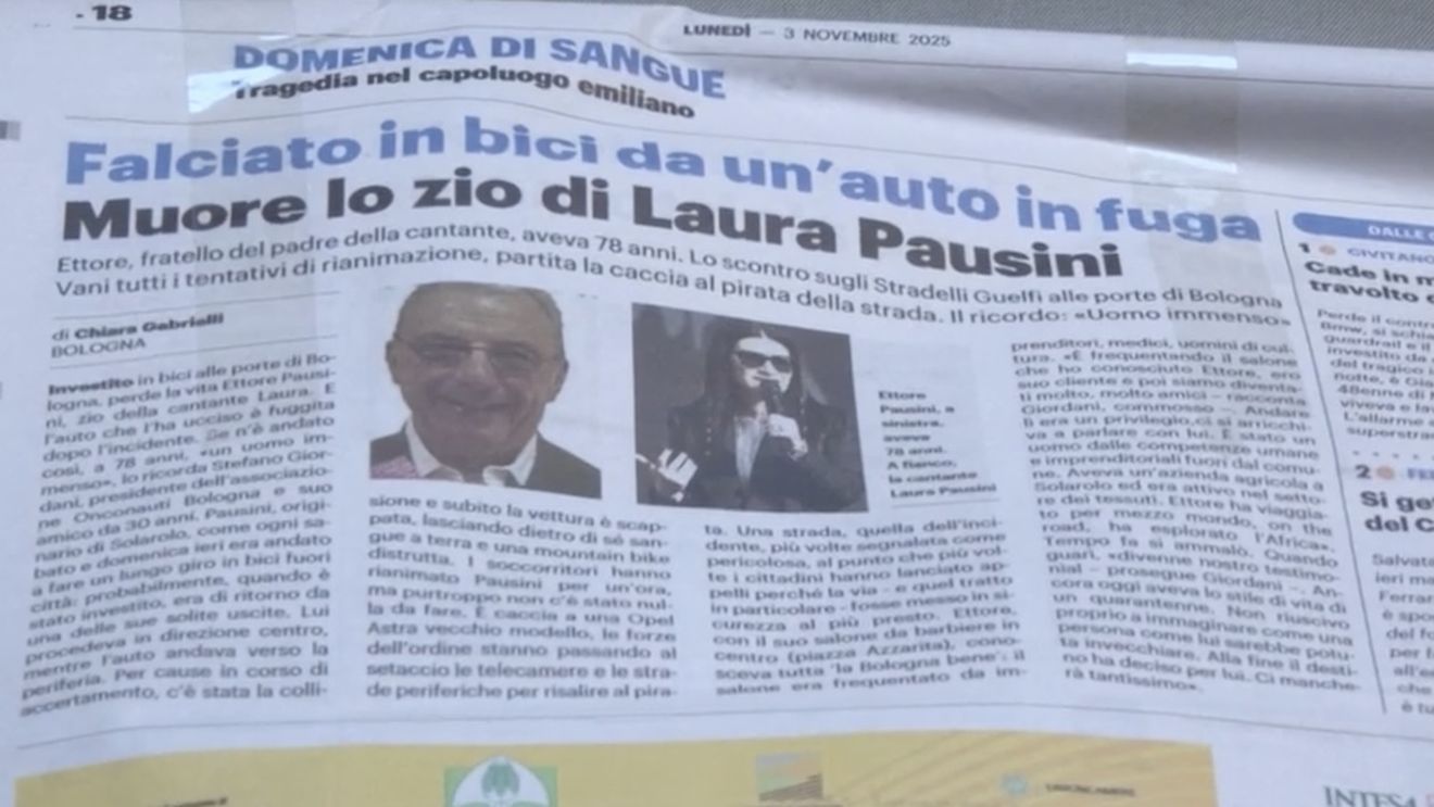 Unchiul solistei italiene Laura Pausini, ucis de un român / Bărbatul a fost lovit de o mașină, în timp ce se afla cu bicicleta pe un drum secundar / Românul s-a predat poliției, după ce inițial a fugit