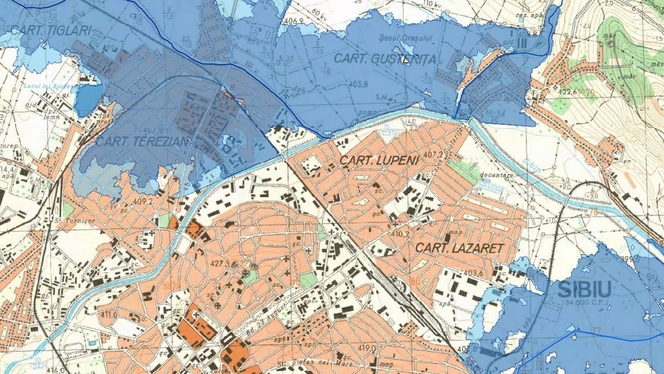 HARTĂ O treime din Sibiu va fi sub ape dacă se sparge barajul de la Gura Râului / O viitură de peste 14 milioane de metri cubi ar coborî spre oraș / Planul Sibiului în situații de urgență
