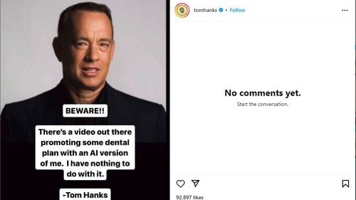 Tom Hanks spune că o imagine a sa generată cu AI a fost folosită într-o reclamă fără acordul său