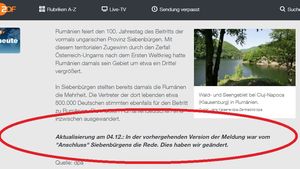Televiziunea germană de stat ZDF a rectificat știrea despre Unirea României: a înlocuit termenul ”anexare” cu ”câștig teritorial”