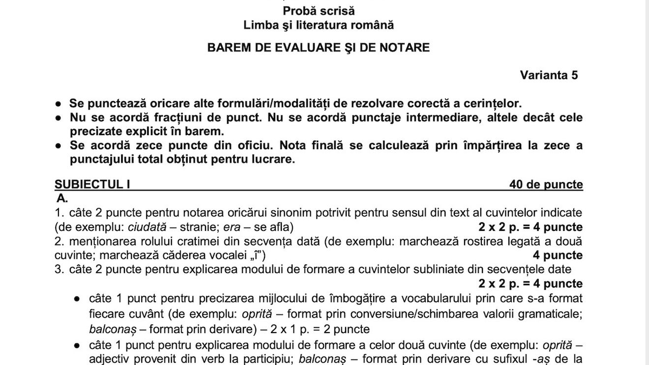 Baremul pentru Limba și literatura română a fost publicat de Ministerul Educației. Vezi răspunsurile corecte de la primul examen din Evaluarea Națională 2020