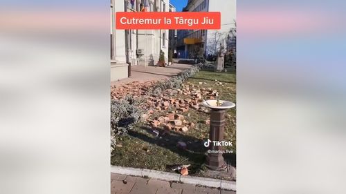 VIDEO Pagubele produse de cutremur în Târgu Jiu: tencuială căzută, cărămizi dislocate, sticle sparte în magazine