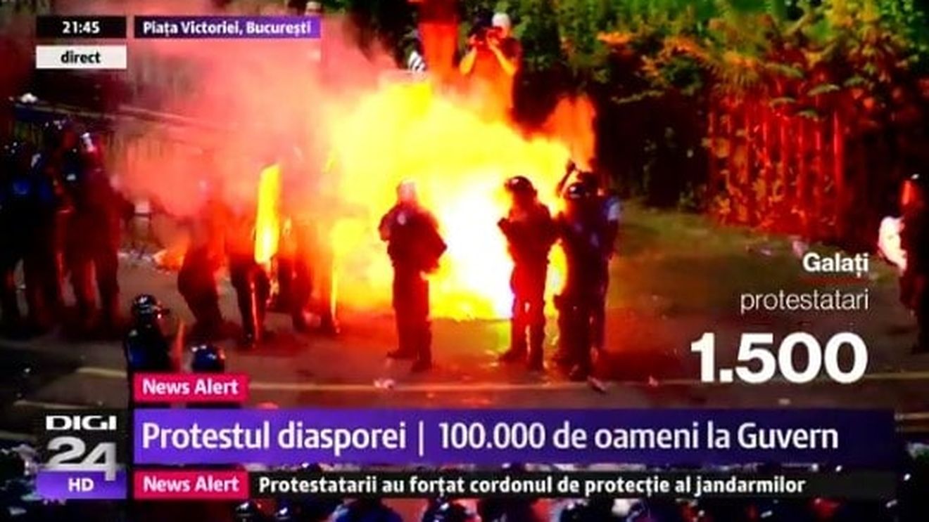 Doi bărbați reținuți în urma violențelor din Piața Victoriei pentru ultraj și tulburarea liniștii publice