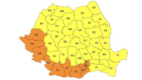 Cod portocaliu de căldură, pentru miercuri / 9 județe sunt afectate și municipiul București