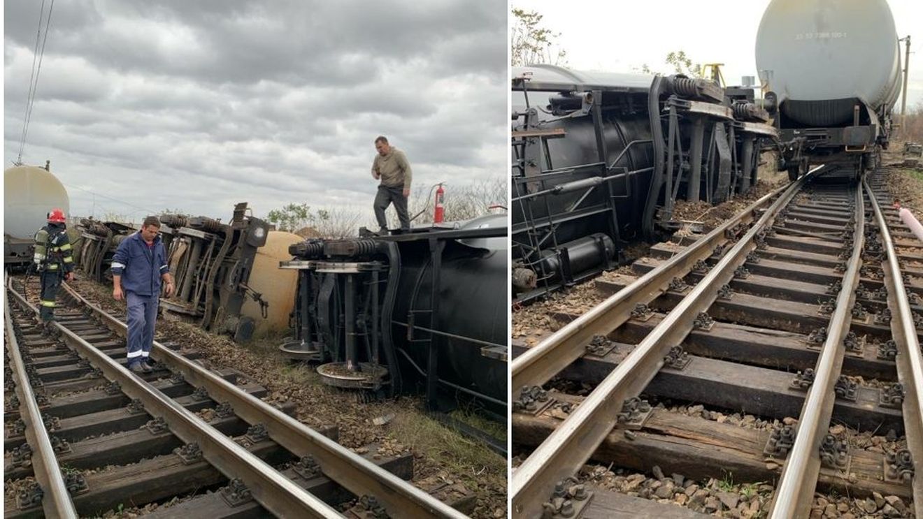 Sesizare penală după ce 25.000 de litri de motorină s-au scurs în urma deraierii unui tren / Incidentul a avut loc în municipiul Arad