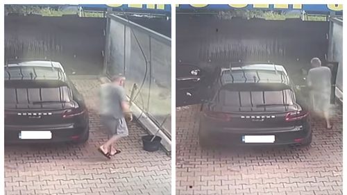 Poliţia Braşov s-a autosesizat după ce un şofer de Porsche a fost surprins că fură o găleată şi un mop de la o spălătorie /  Filmarea a apărut pe Facebook și a strâns peste 500 de mii de vizualizări în mai puțin de 24 de ore