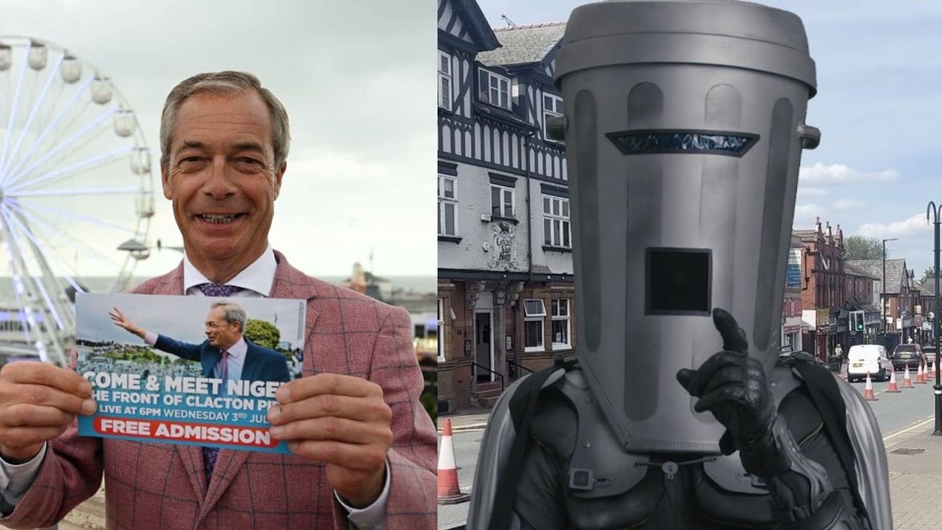 Adversarul liderului Reform UK (dreapta populistă), Nigel Farage, în scrutinul parțial de la Clacton: Contele cu față de ladă de gunoi