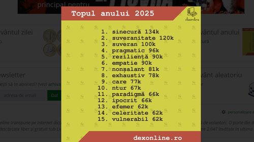 Sinecură și suveranitate, cele mai căutate cuvinte în 2025 pe dexoline