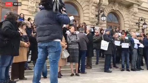 VIDEO Protest la Universitatea AI Cuza din Iași împotriva lui Tudorel Toader