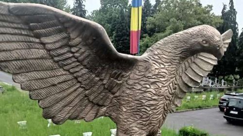Doi bărbaţi, arestaţi după ce au furat vulturul de monumentul din Cimitirul Eroilor din Zalău / Statueta din bronz de 100 de kilograme a fost realizată în 1925