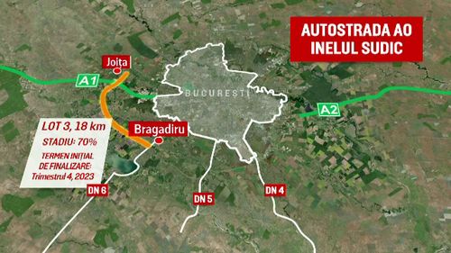 Porțiunea care ar urma să conecteze A1 de A2 a rămas mult în urmă. Sunt zone întregi fară asfalt. Ce spun constructorii