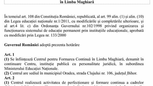 Perfecționarea profesorilor de limbă maghiară – Guvernul vrea să înființeze un Centru pentru formarea continuă în Limba Maghiară, la Oradea