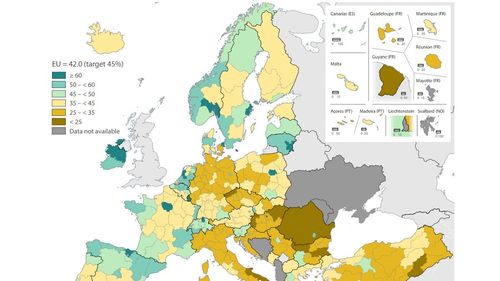 România are cei mai puțini tineri cu educație terțiară (superioară liceului). Regiunea București-Ilfov, singura din țară peste media UE / Capitala Lituaniei conduce topul european - Hartă