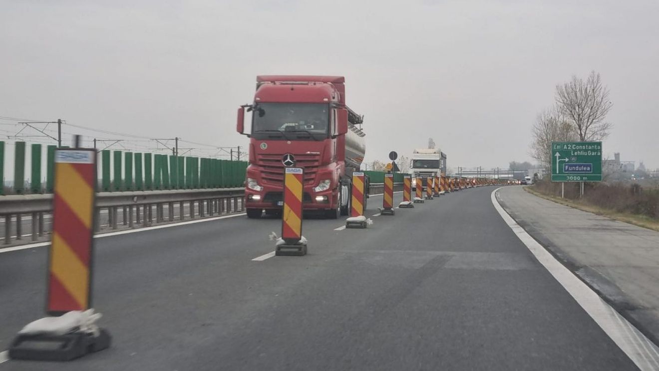 Trafic restricţionat pe Autostrada A2 Bucureşti - Constanţa, ca urmare a unor reparaţii la carosabil și la parapetele metalice
