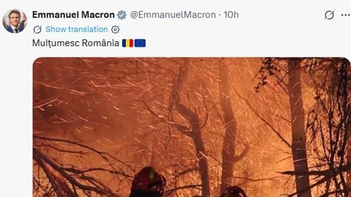 Macron le mulțumește pompierilor din România, Croația, Germania, Portugalia, Suedia, Elveția, Cehia și Slovacia pentru sprijinul la incendiile care au devastat Franța: În vremuri de încercare, Europa este cea care dă dovadă de solidaritate