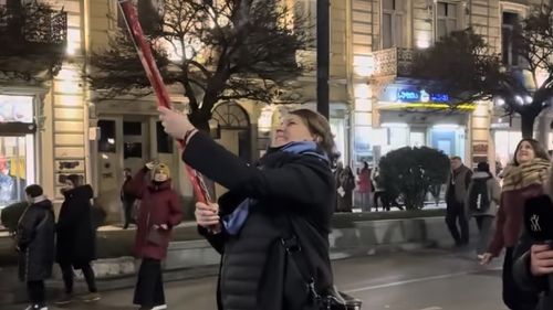 Autorităţile din Georgia au arestat o altă figură marcantă a opoziţiei / Lidera partidului pro-european Droa, Elene Khoştaria, a fost arestată pentru "degradare de bunuri" / Ea a mâzgălit un afiș