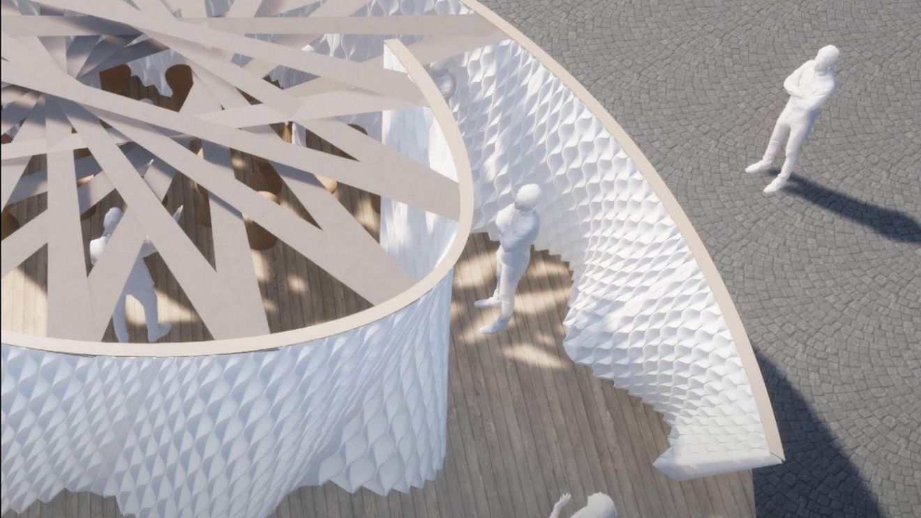 Pavilion în centrul Sibiului, scos la imprimantă 3D din material biodegradabil pe bază de zahăr / Cum va arăta orașul în viitor: un melanj între clădiri medievale, blocuri comuniste și aranjamente urbane sofisticate / Forum de arhitectură în cadrul FITS