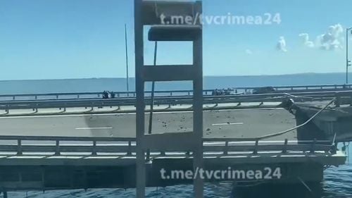 Cum arată podul din Crimeea, după exploziile din cursul nopții / Mesaj misterios al unui general ucrainean, înaintea atacului: "Un cântec de leagăn este deja pregătit pentru ocupanți"