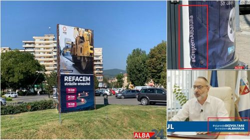 Acuzații de campanie ”ilegală, pe bani publici”, din cauza unei sintagme: Alianța USR PLUS a reclamat la BEJ Alba o legătură între panourile de informare ale Primăriei Alba Iulia și mesajele electorale ale candidatului liberal care conduce instituția