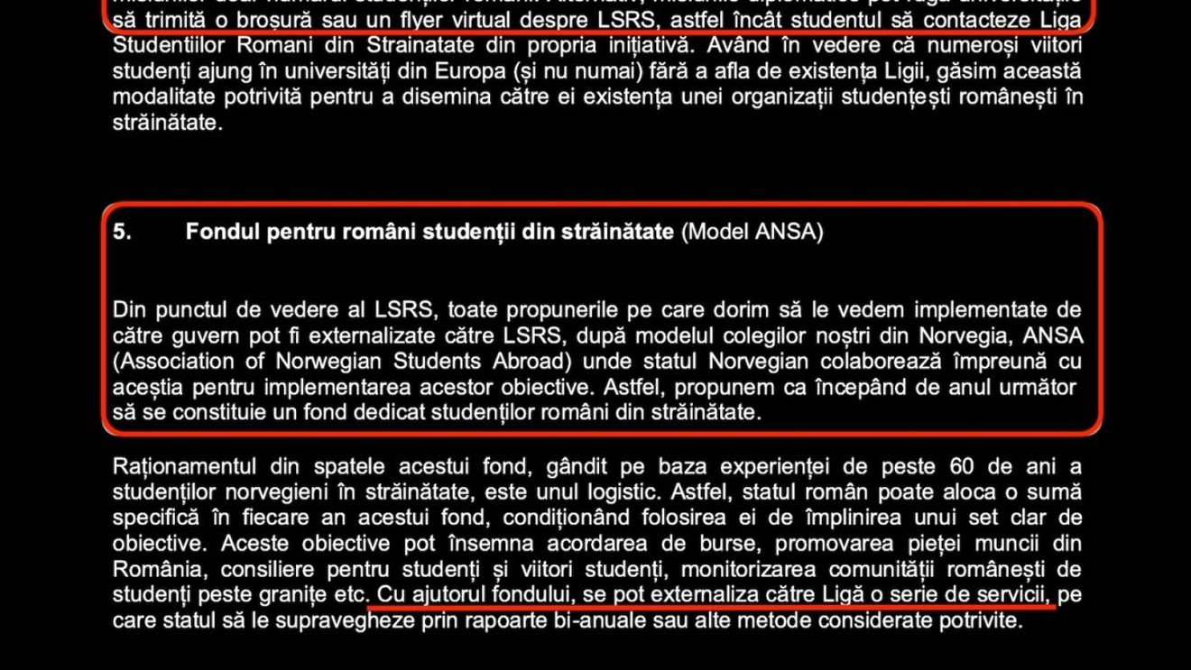 EXCLUSIV Finanțarea studenților din străinătate a fost cerută Guvernului de Liga Studenților Români din Străinătate, care propune „externalizarea către LSRS” a mai multor servicii. Robert Stredie, LSRS: Sunt bani publici, nu ne atingem de aceste fonduri / Plus: ONG-ul vrea folosirea misiunilor diplomatice pentru atragerea de studenți în ligă