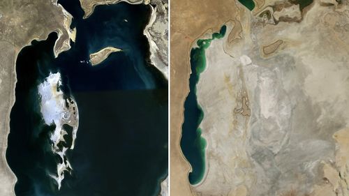 A crescut volumul de apă într-o parte a Mării Aral, anterior aproape dispărută / Cândva al patrulea lac din lume, Marea Aral a fost transformată în secolul al XX-lea într-un deşert de nisip şi sare