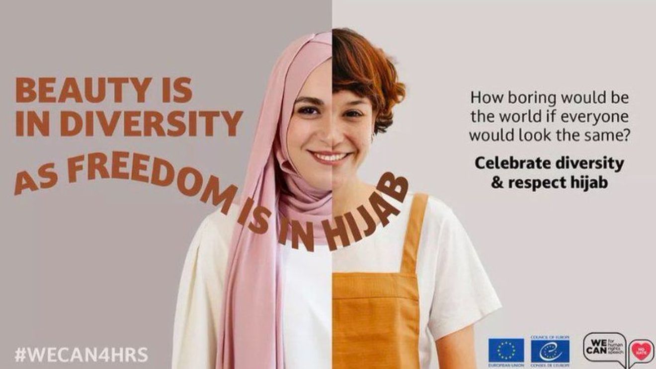 O campanie europeană care sărbătorește „bucuria” și „libertatea” de a purta vălul islamic a fost anulată după obiecții vehemente din partea Franței