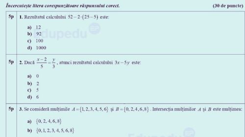 Exercițiul de clasa a II-a pe care un elev din cinci nu l-a rezolvat la simularea Evaluării Naționale de la clasa a VIII-a, la Matematică